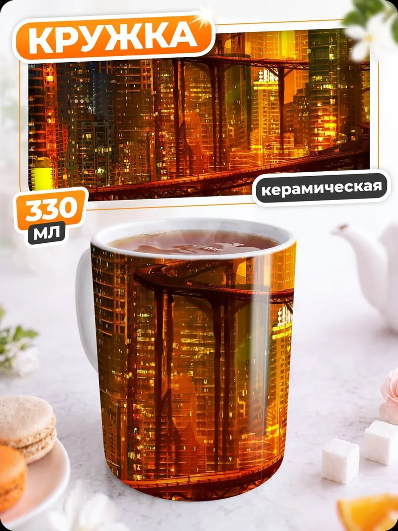 Кружка керамическая Футуристический город