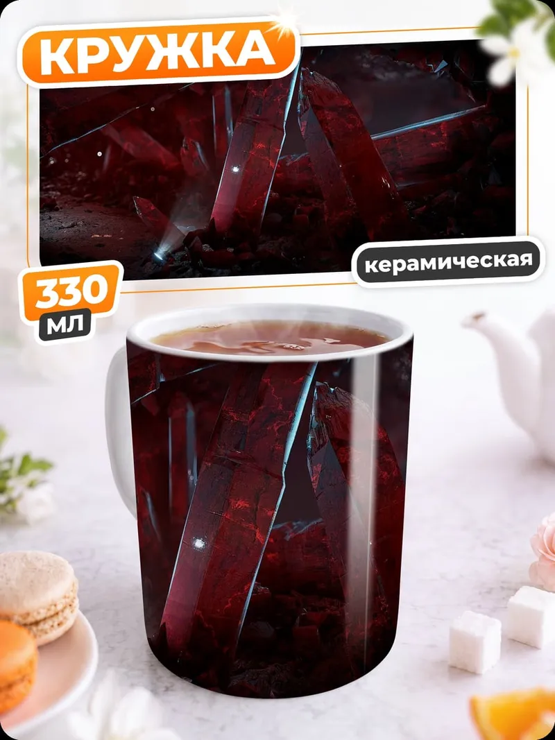Кружка керамическая Красные кристаллы в пещере