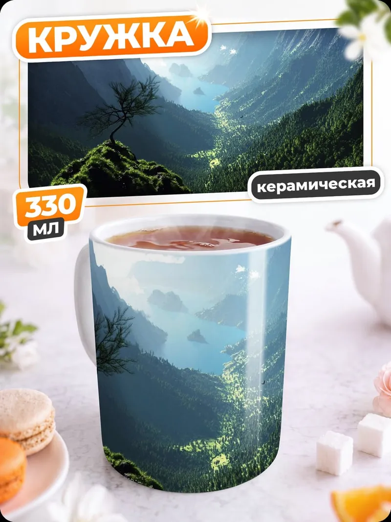 Кружка керамическая Горный пейзаж