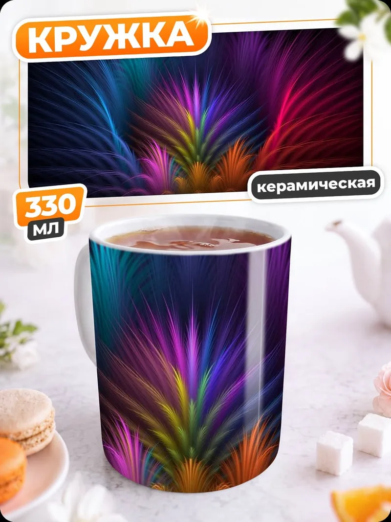 Кружка керамическая Неоновые цветы