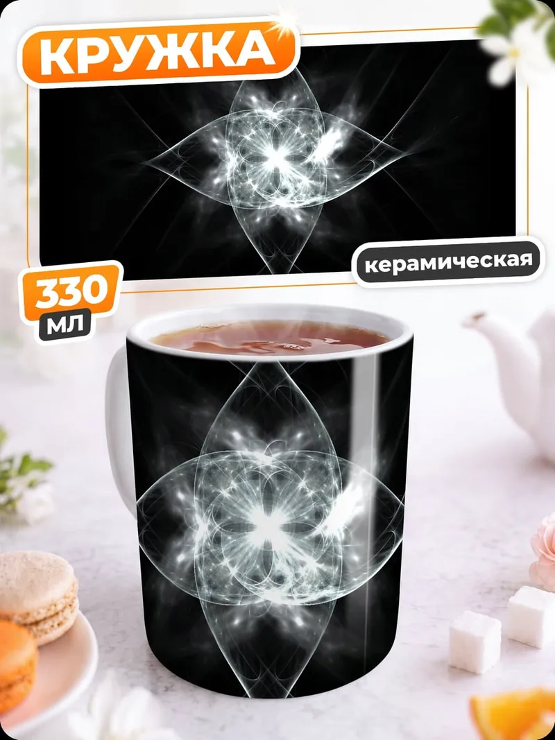 Кружка керамическая Белый узор звезда