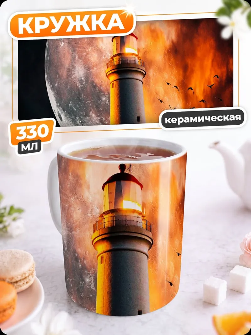 Кружка керамическая Маяк в бурю