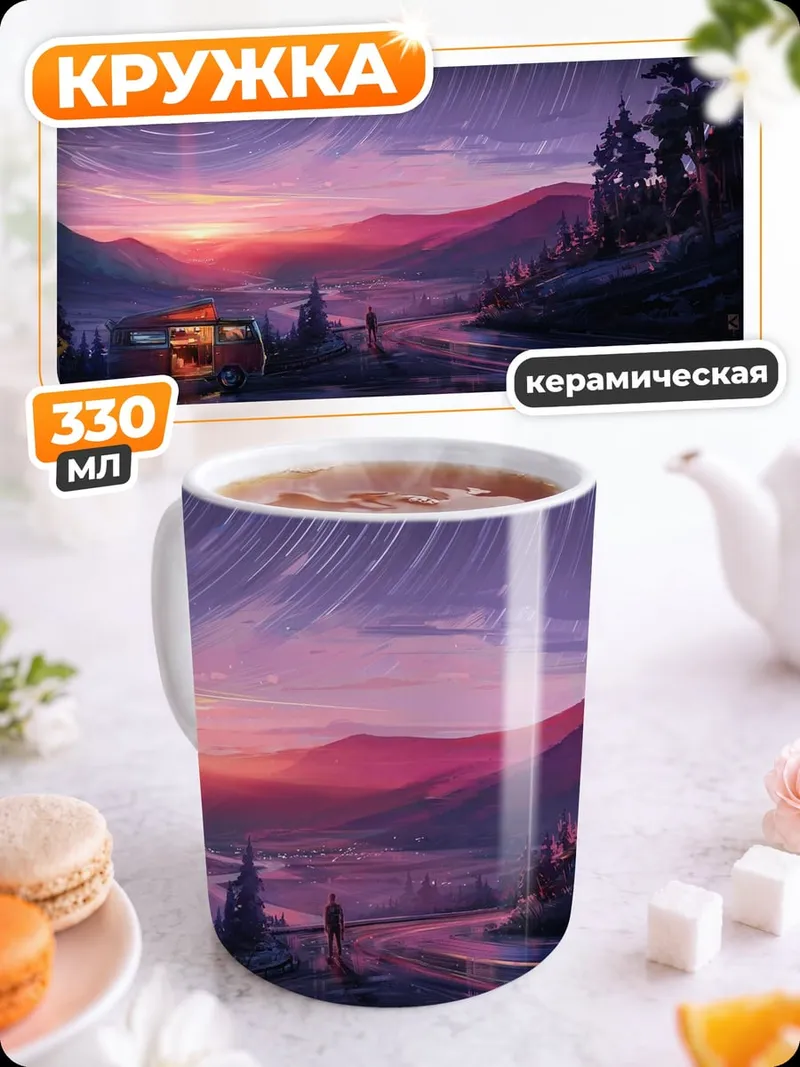 Кружка керамическая Ночной кемпинг