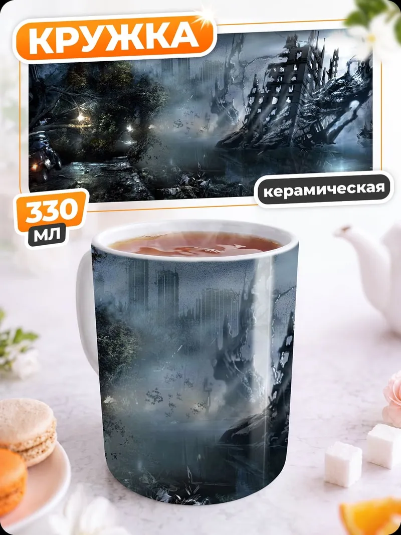 Кружка керамическая Мрачный пейзаж битва