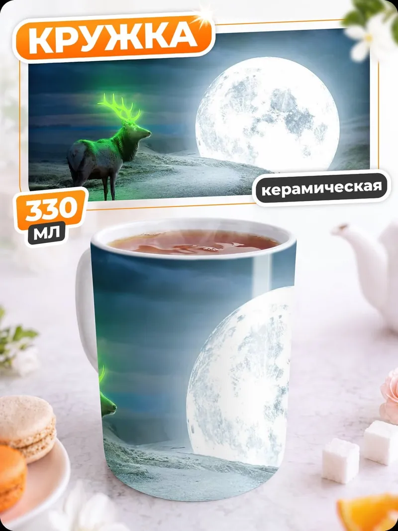 Кружка керамическая Олень и луна