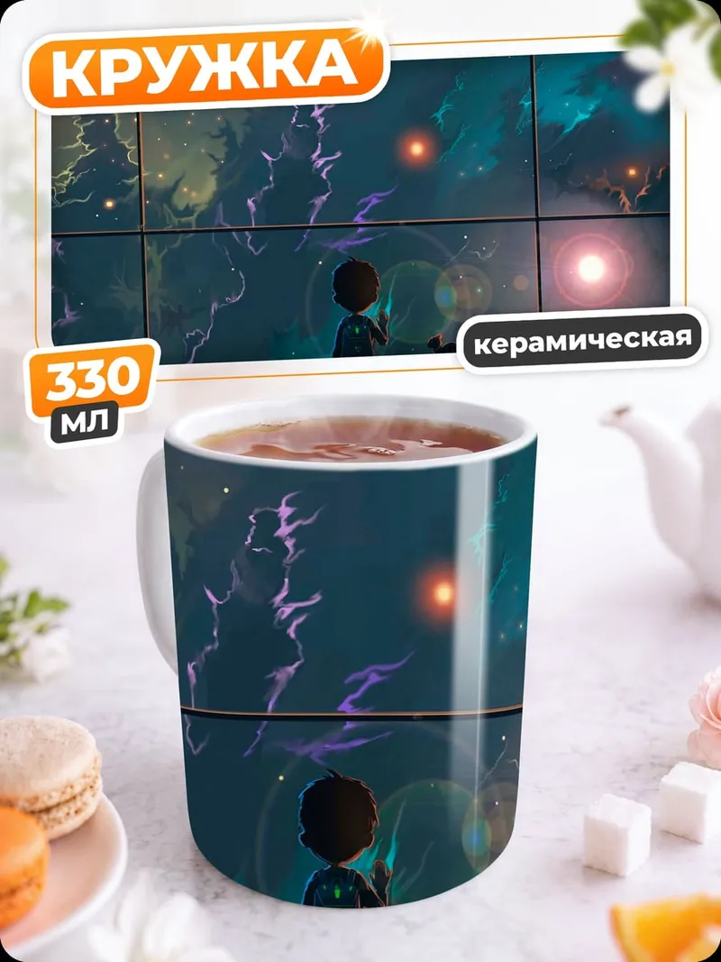 Кружка керамическая мальчик смотрит на звезды