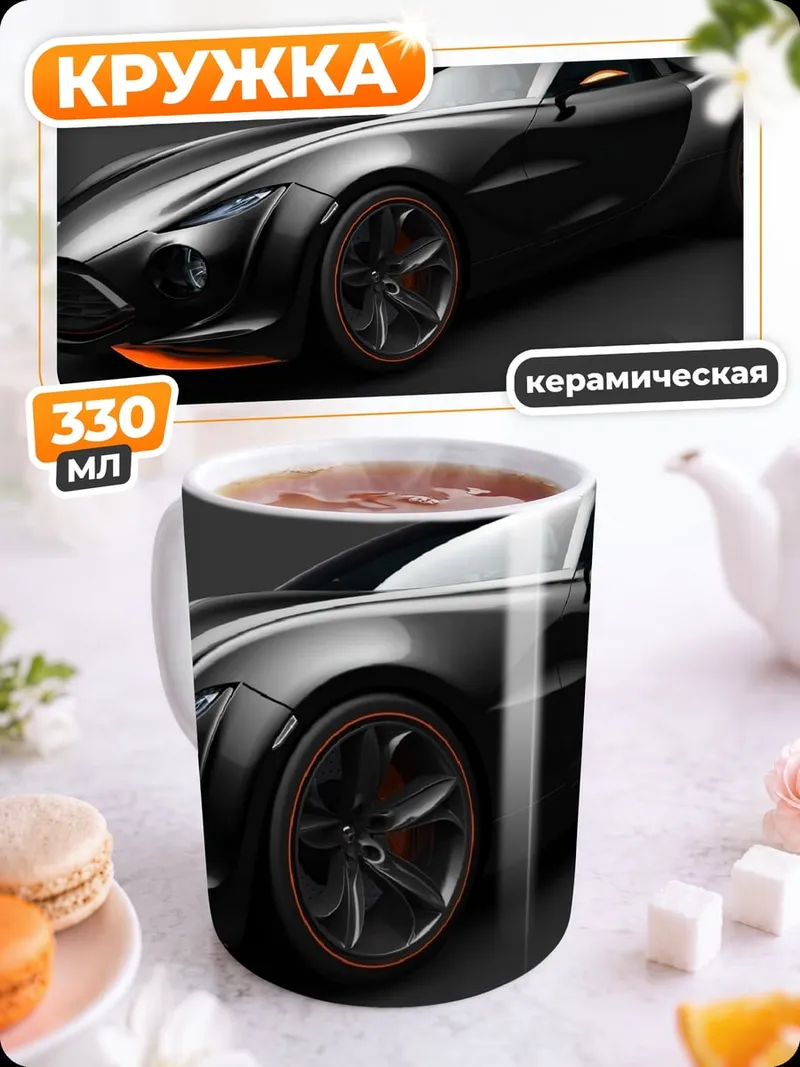 Кружка керамическая спортивный автомобиль черный