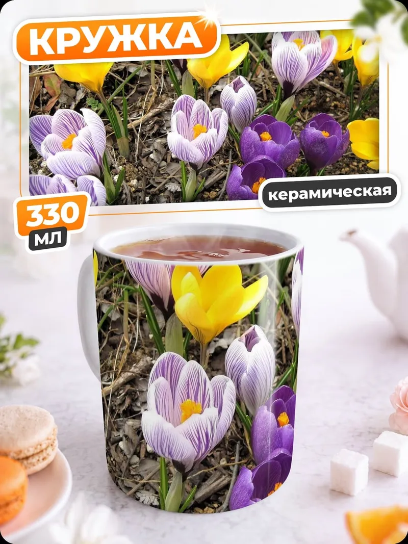 Кружка керамическая Весенние крокусы