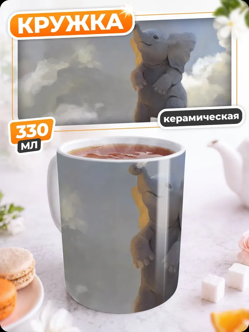 Кружка керамическая Летающий слоненок