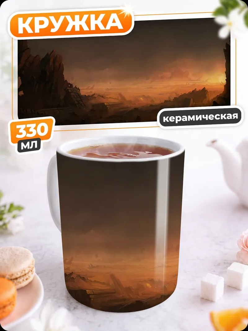 Кружка керамическая Закат в горах
