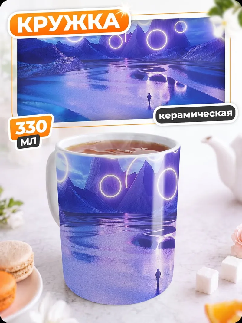 Кружка керамическая Неоновые кольца