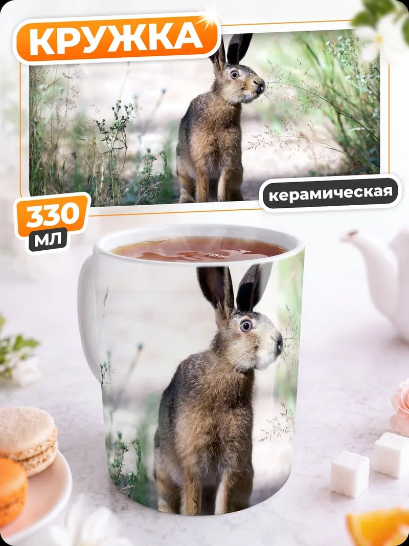 Кружка керамическая Заяц на тропе