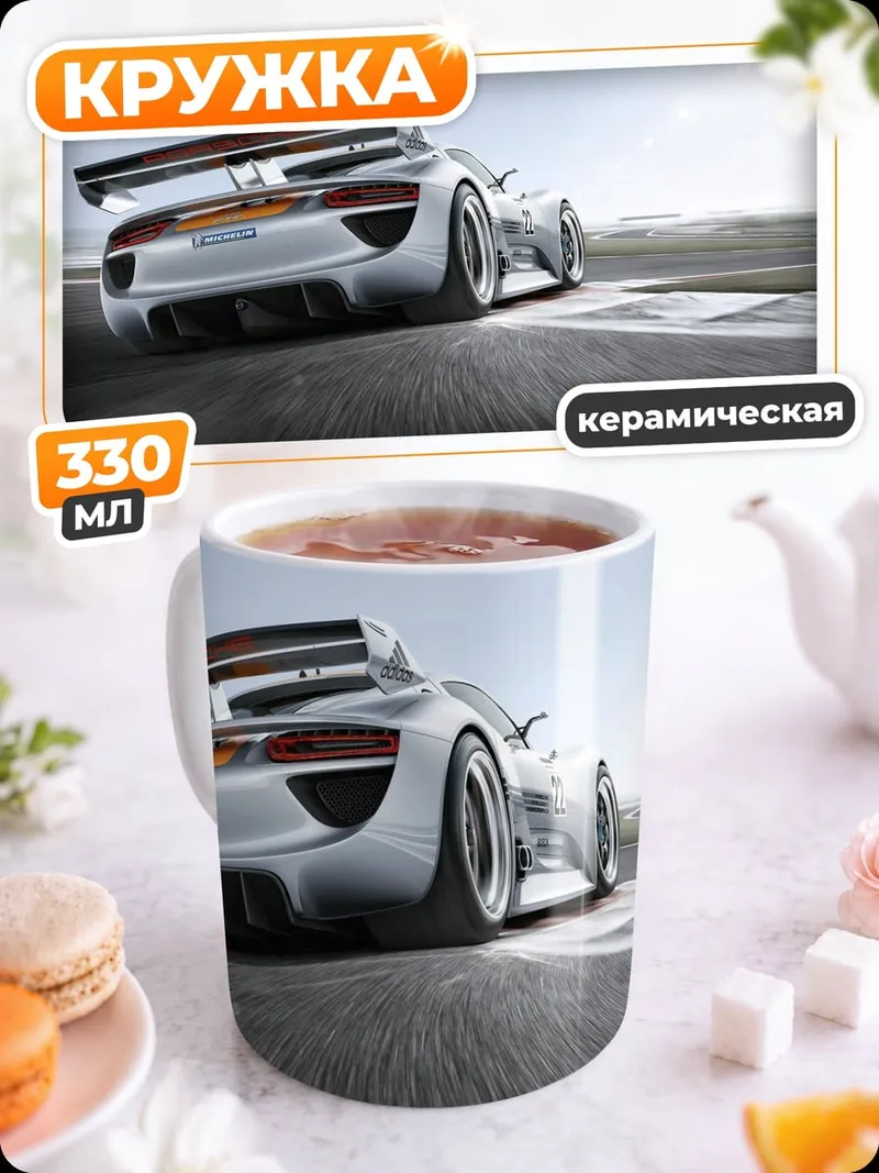 Кружка керамическая Гоночный автомобиль