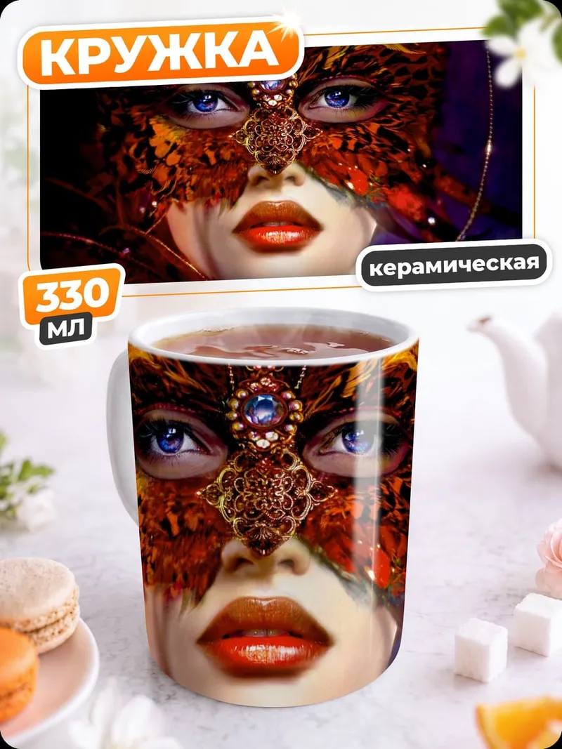 Кружка керамическая Таинственная маска