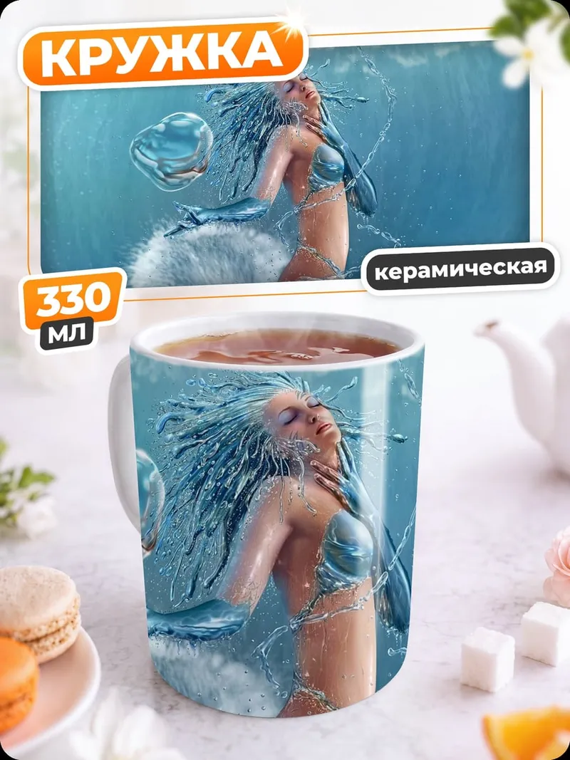 Кружка керамическая Водная нимфа сердце