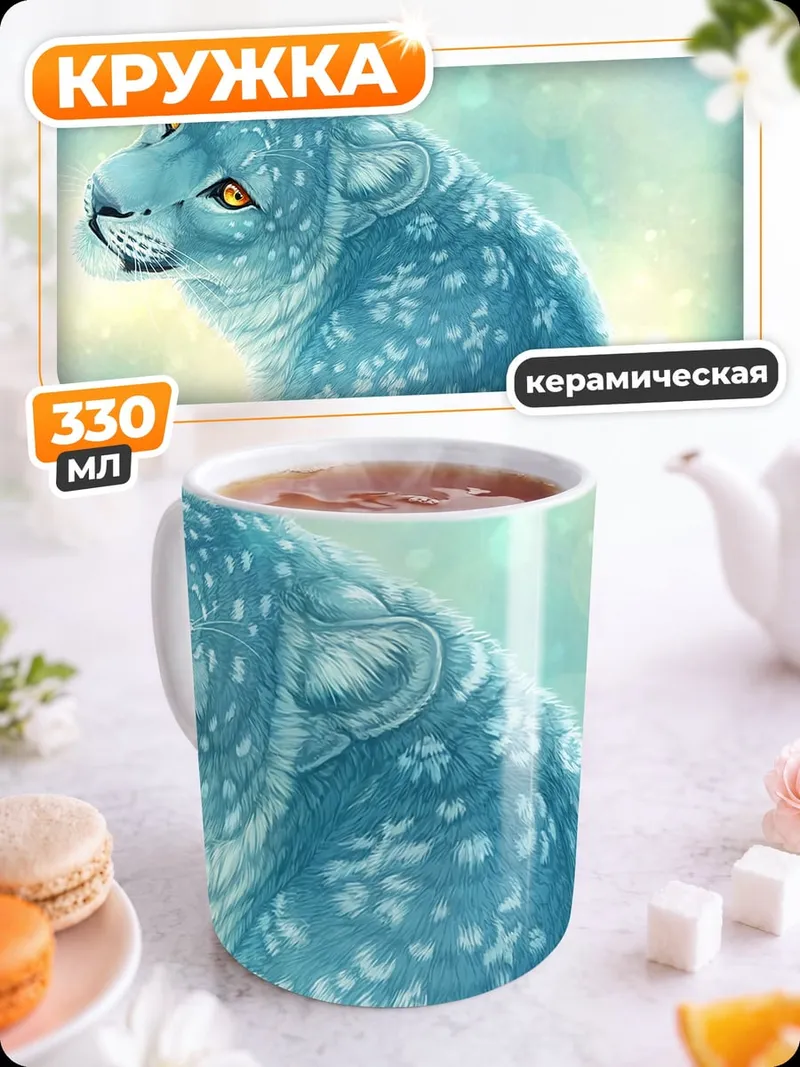 Кружка керамическая Снежный барс