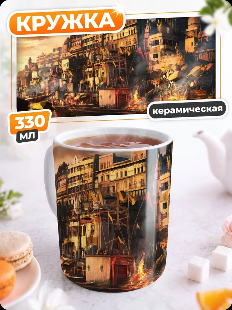 Кружка керамическая Городской пейзаж на закате