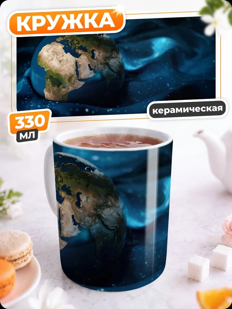 Кружка керамическая Земля в космосе