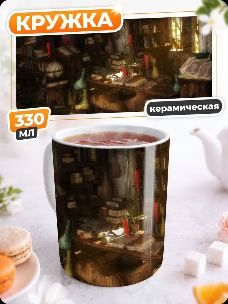 Кружка керамическая алхимическая лаборатория детали