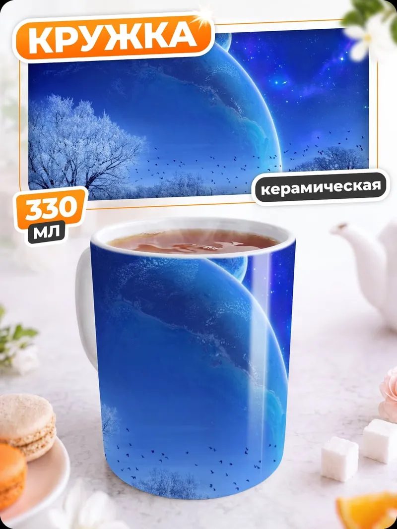 Кружка керамическая зимняя планета