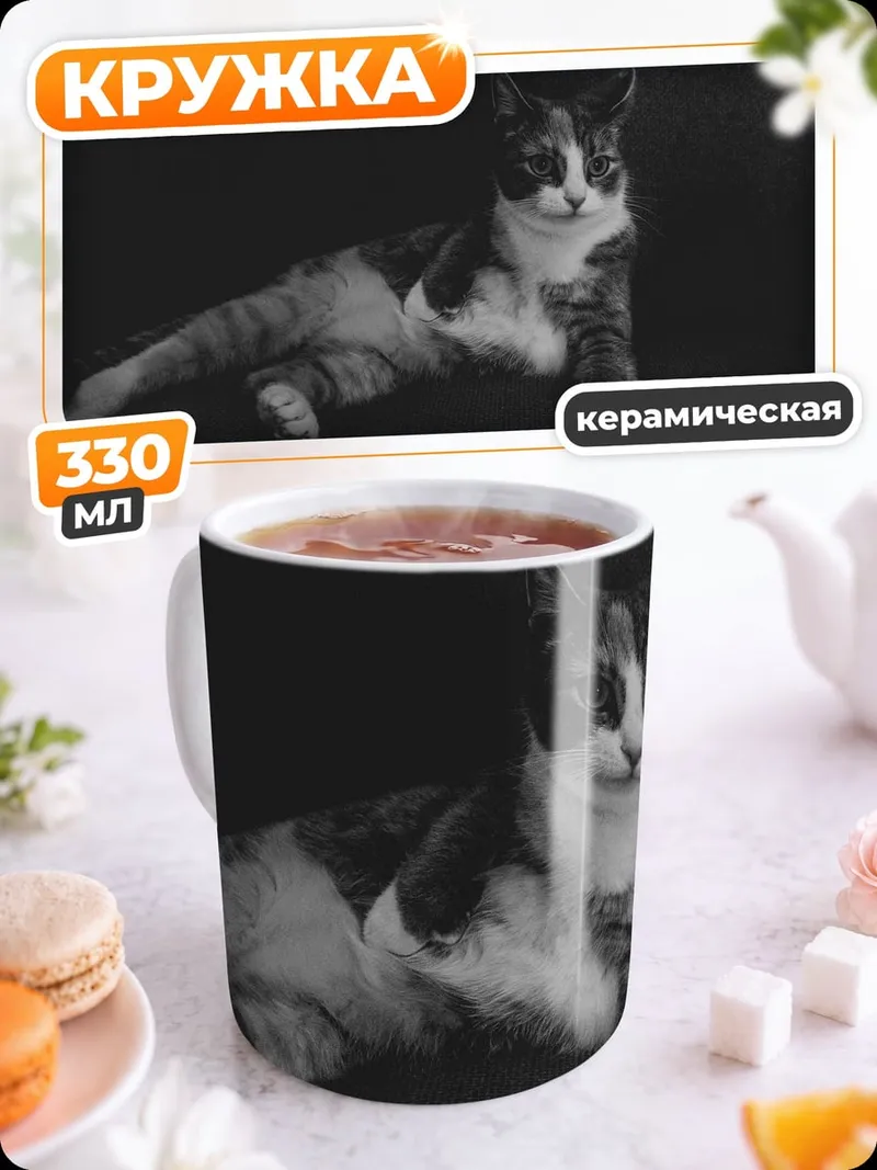 Кружка керамическая Лежащий кот
