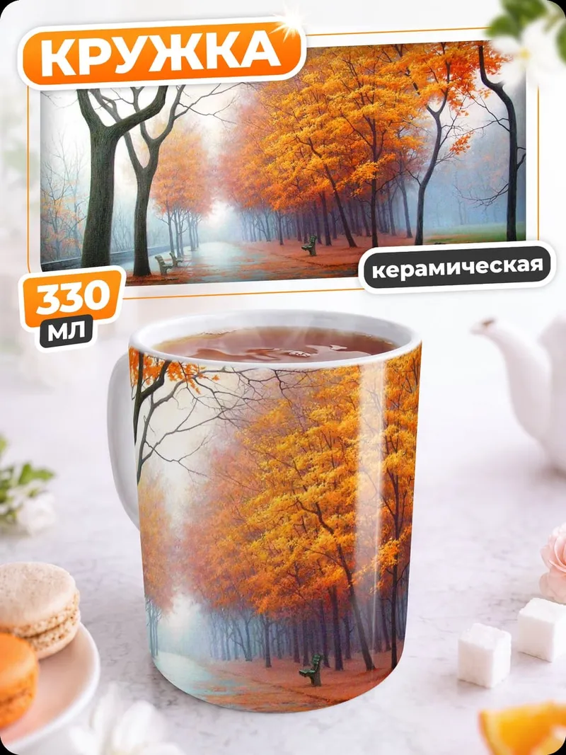 Кружка керамическая Осенняя аллея парка
