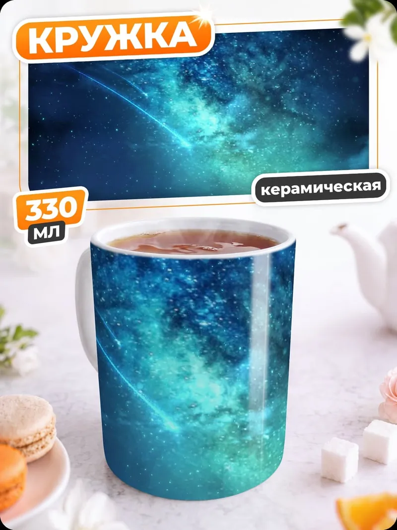 Кружка керамическая Ночное небо с фонарем