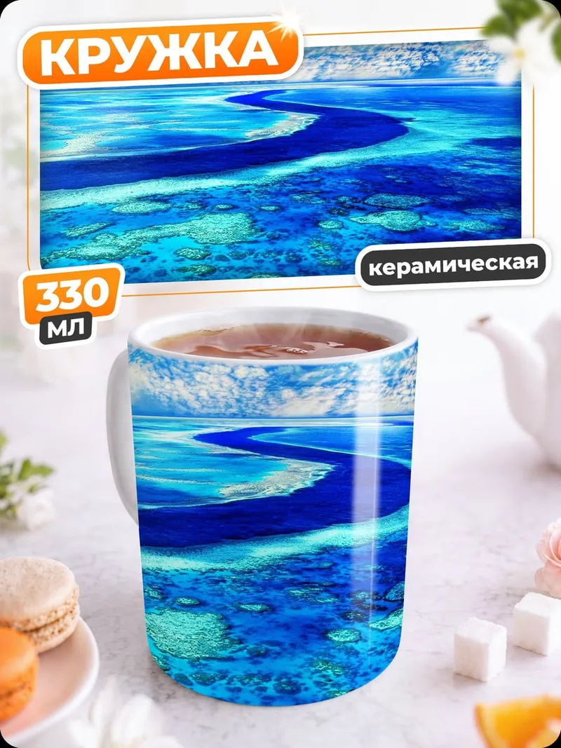 Кружка керамическая Коралловый риф сверху