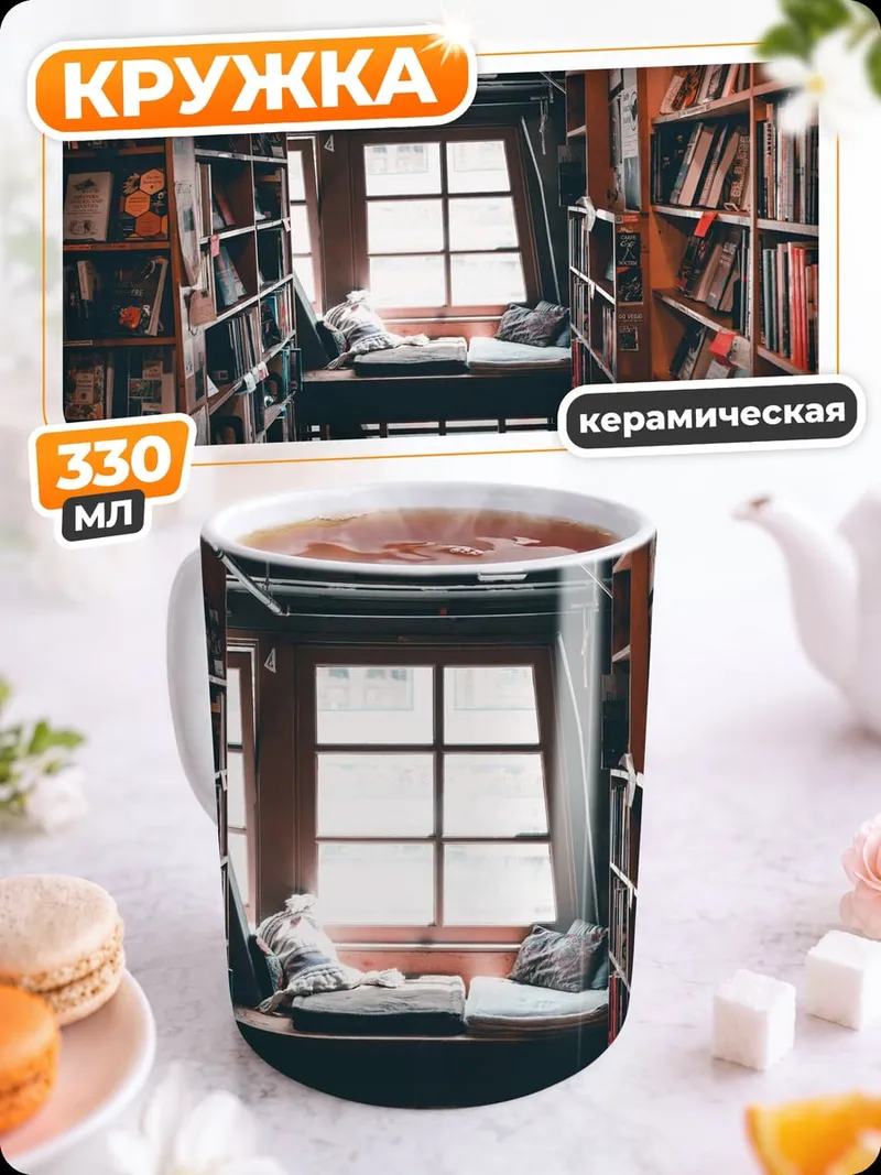 Кружка керамическая Уютная книжная полка