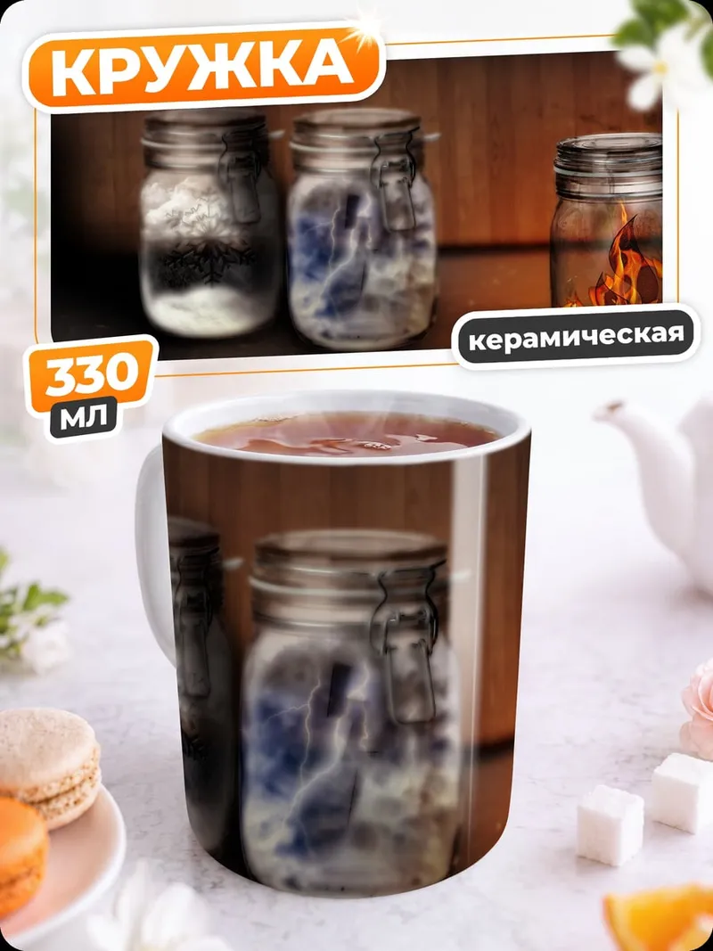 Кружка керамическая Огонь в банке
