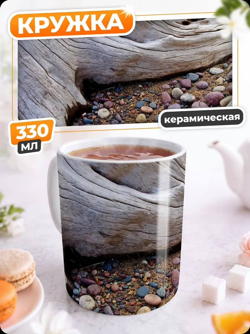 Кружка керамическая коряга и камни
