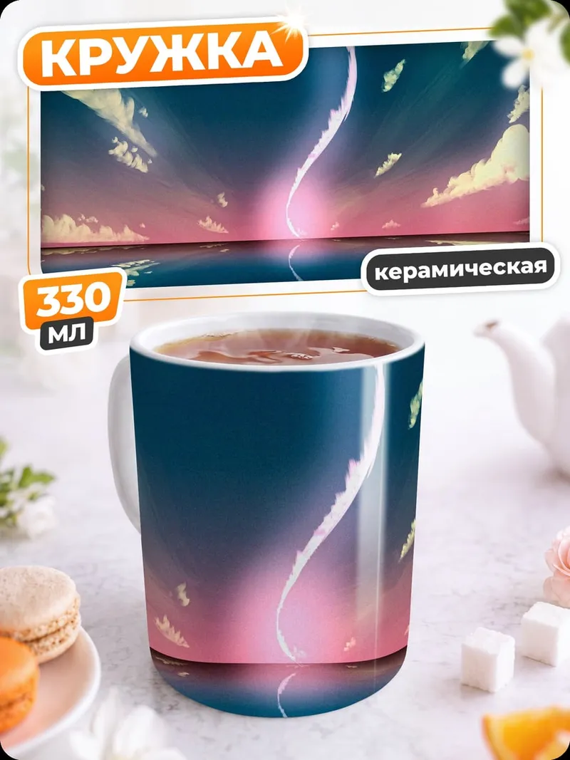 Кружка керамическая Девушка смотрит на закат