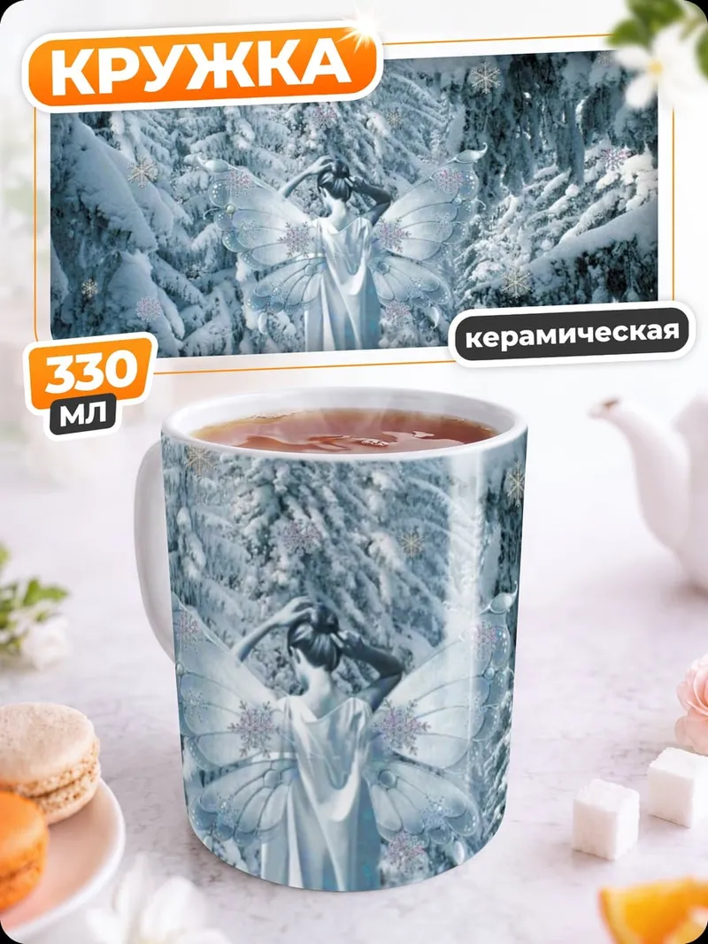 Кружка керамическая Ледяной ангел в лесу