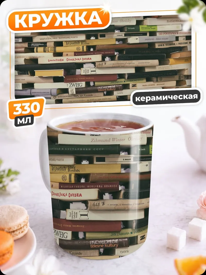 Кружка керамическая Стена из книг