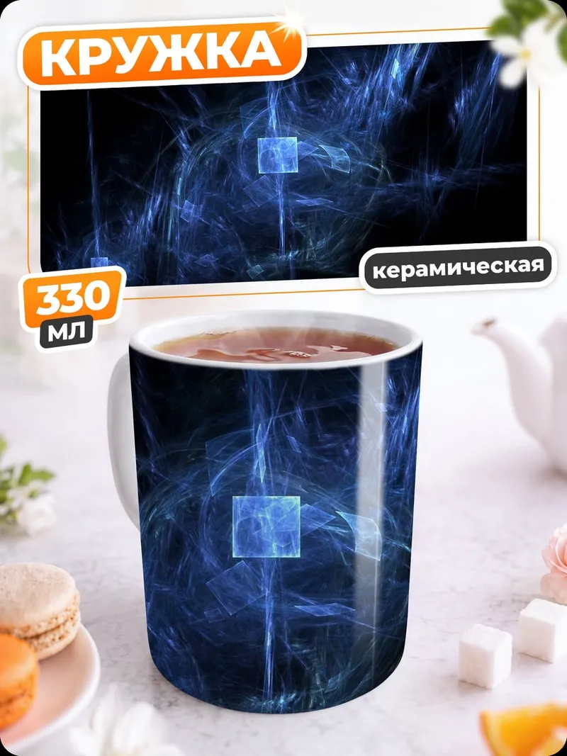 Кружка керамическая Синяя абстракция космоса