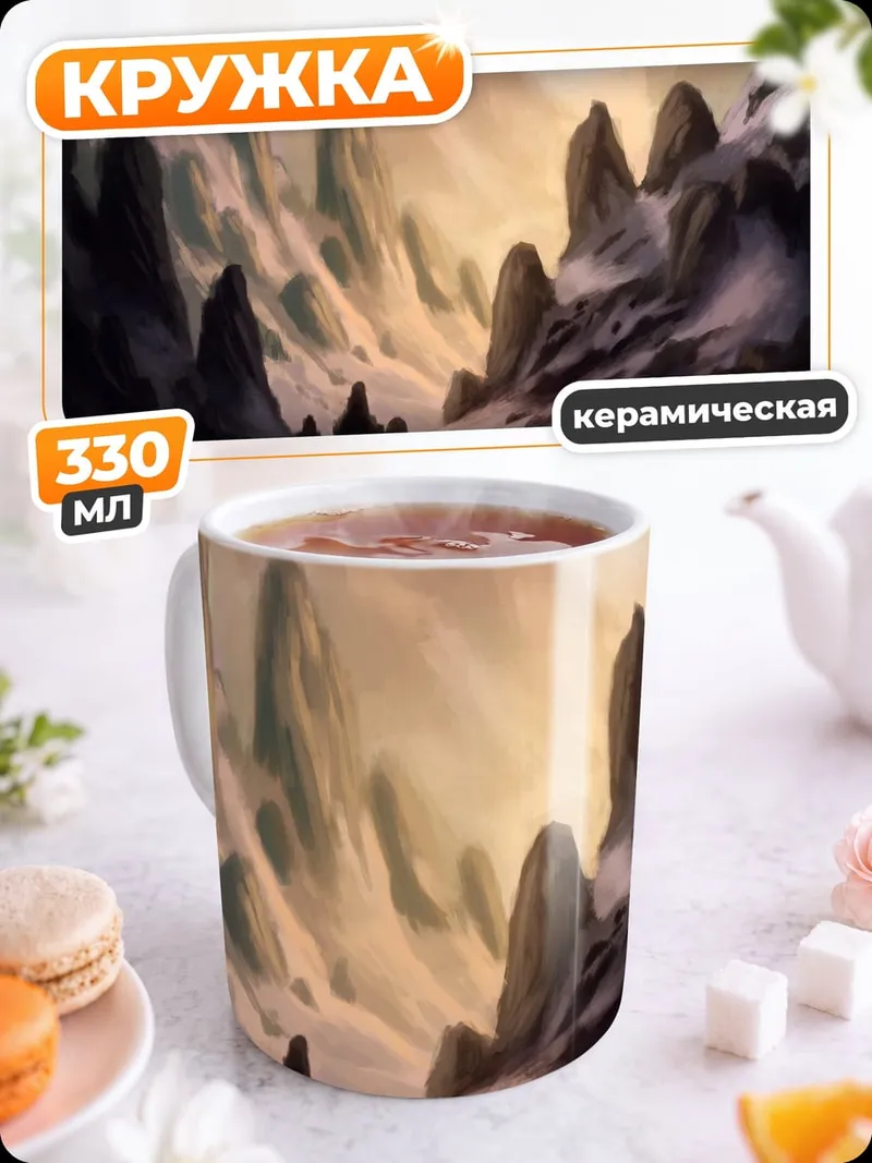 Кружка керамическая Фантастический горный пейзаж