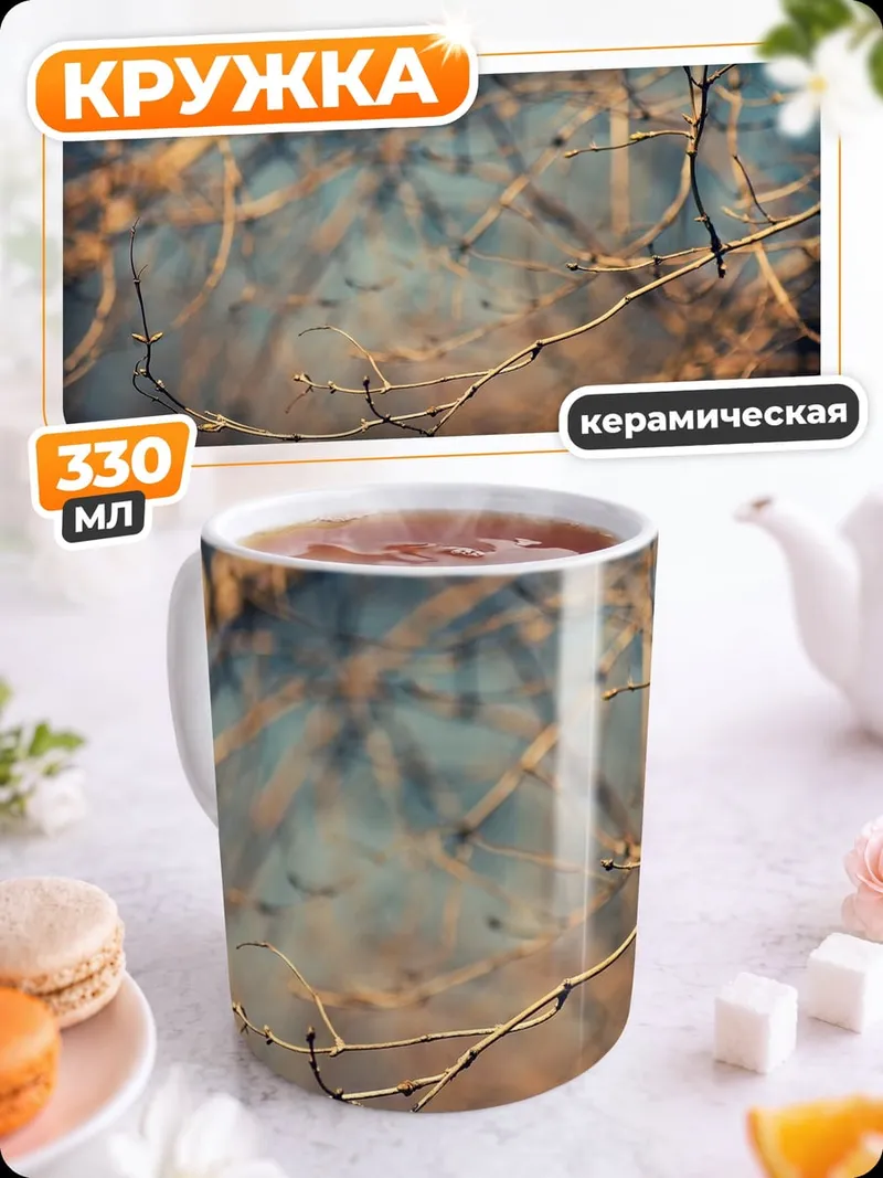Кружка керамическая Паутина на ветках