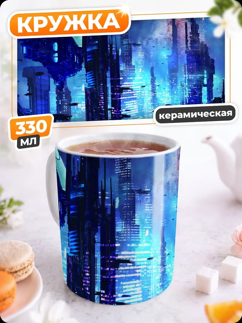 Кружка керамическая Футуристический город