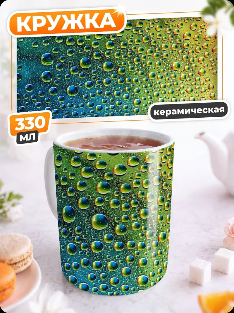 Кружка керамическая Капли на стекле