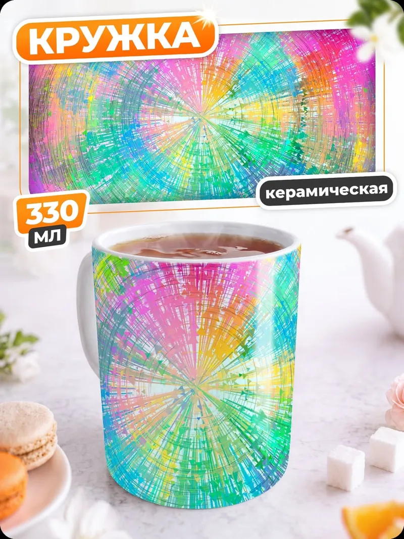 Кружка керамическая Радужная спираль