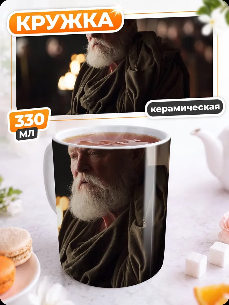 Кружка керамическая Старик с бородой
