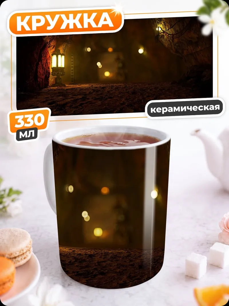 Кружка керамическая Пещера с фонарями