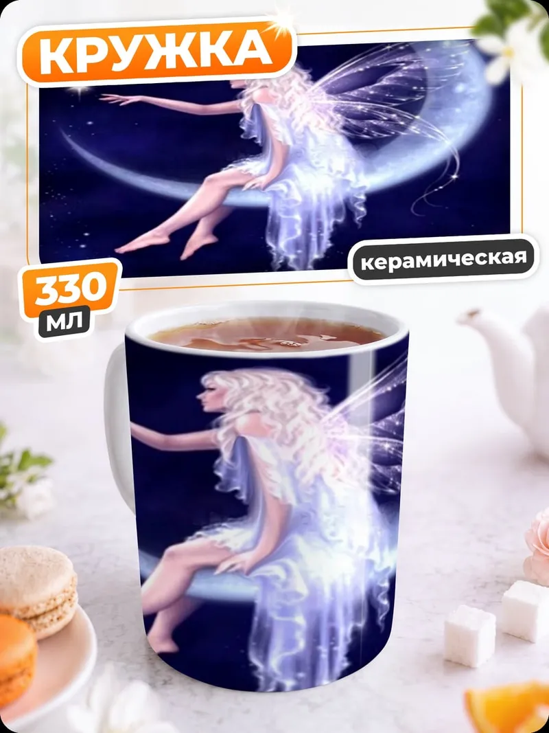 Кружка керамическая Фея на луне