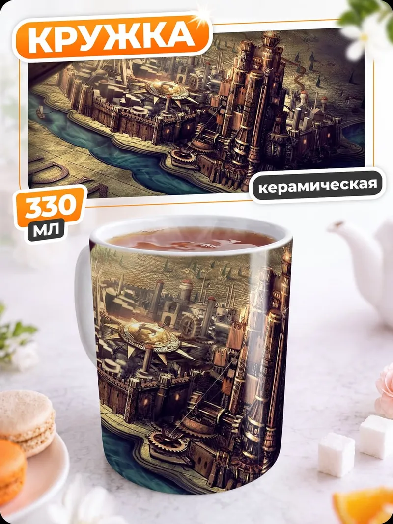 Кружка керамическая Красный замок на воде