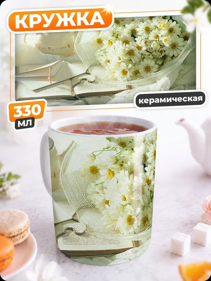 Кружка керамическая Чайная церемония с цветами