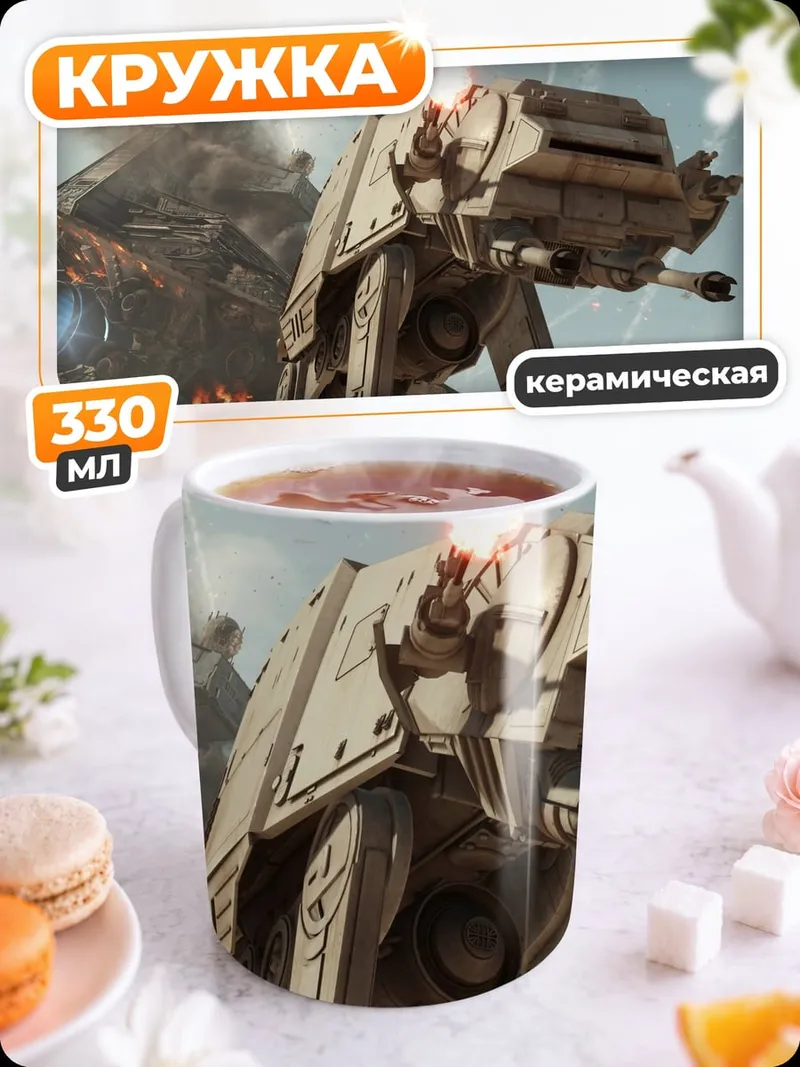 Кружка керамическая Шагающий танк