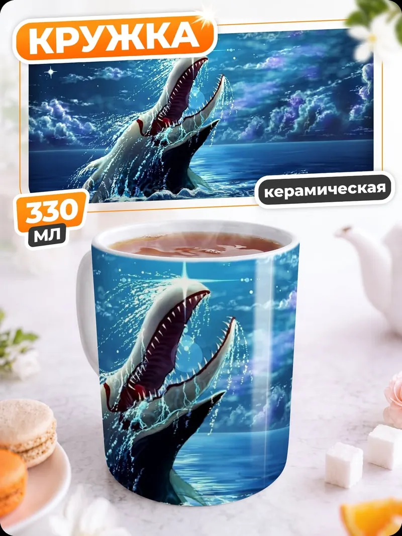 Кружка керамическая Морское чудовище в ночи