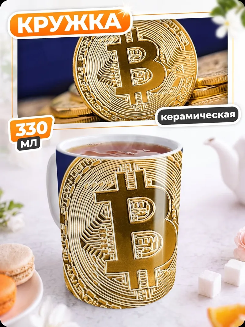 Кружка керамическая Золотой биткоин монета