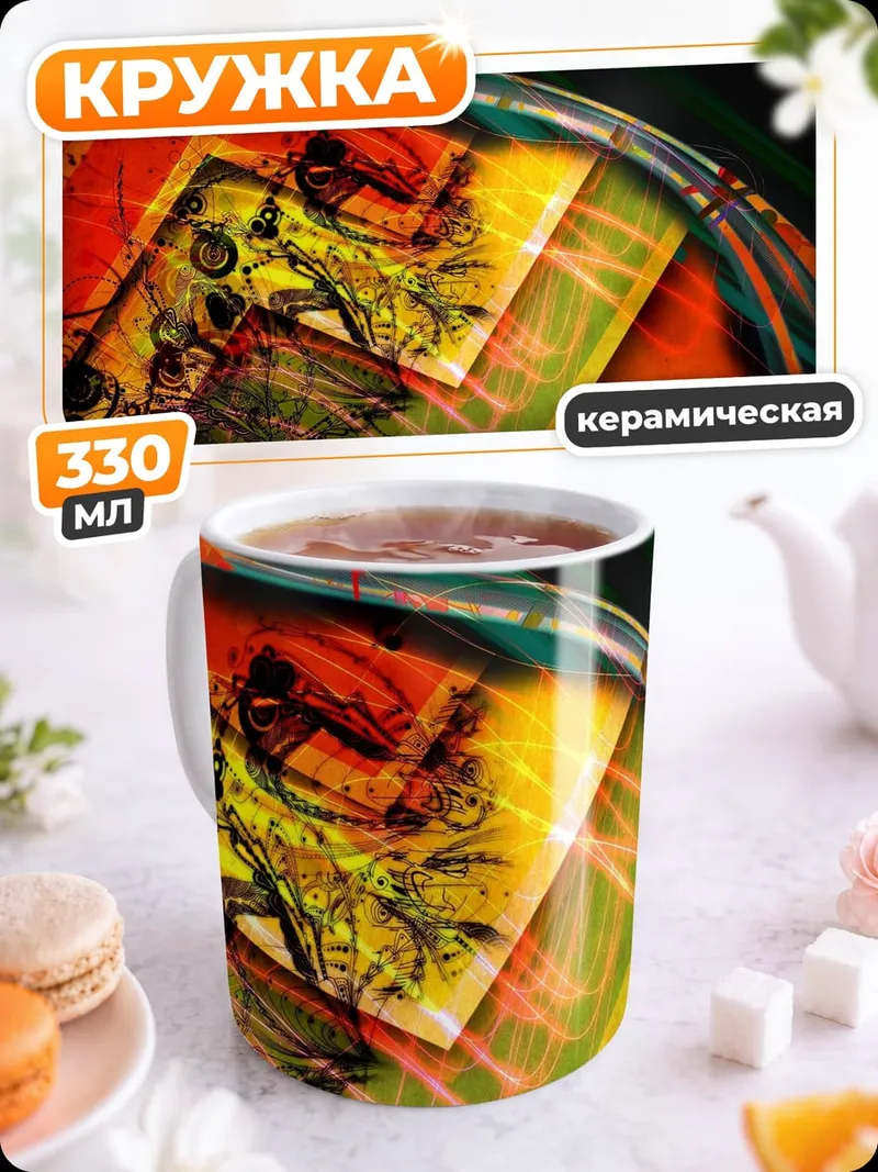 Кружка керамическая Абстрактные линии и цвета