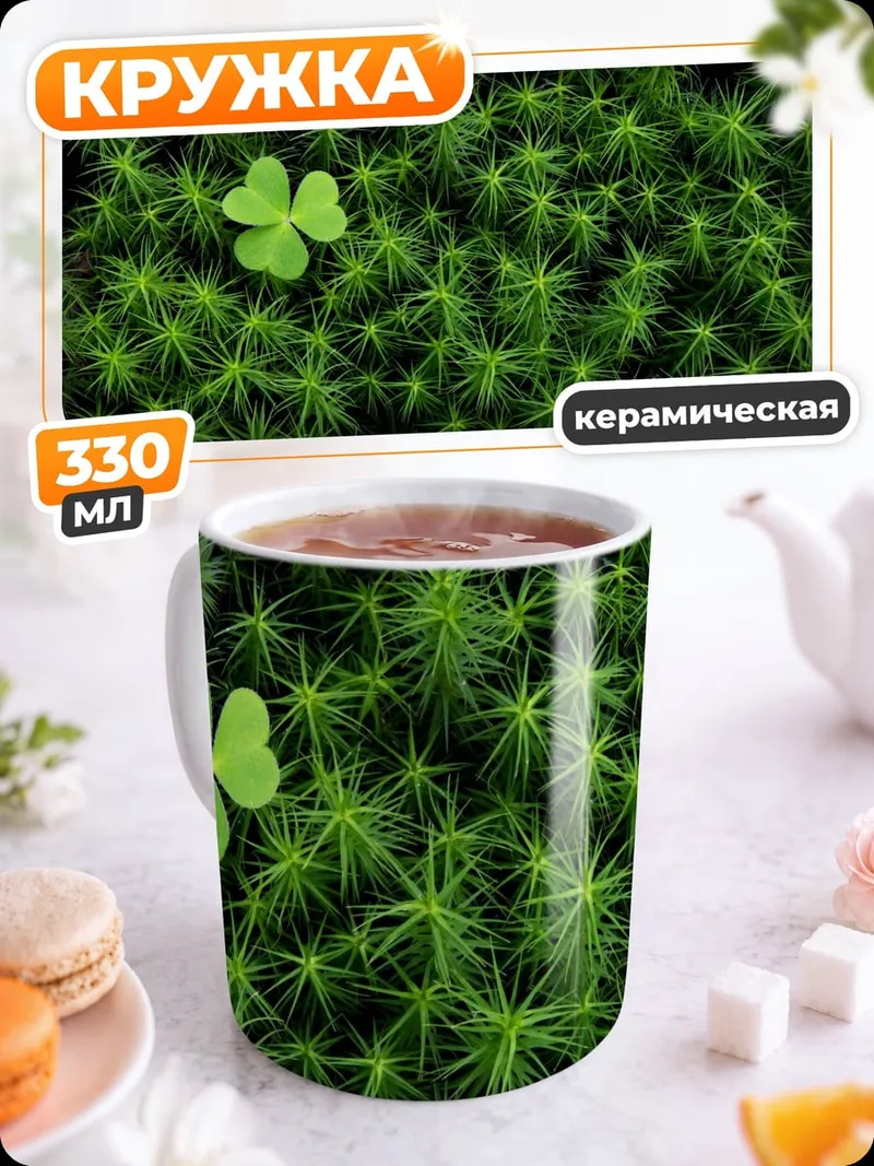 Кружка керамическая Клевер на мху